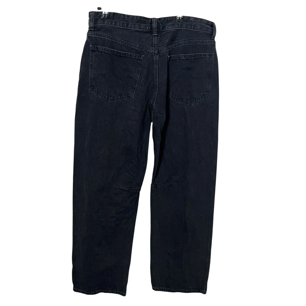 Madewell The Darted Barrel-Leg Jean Womens 28 Black Cotton Balloon Fit Jeans